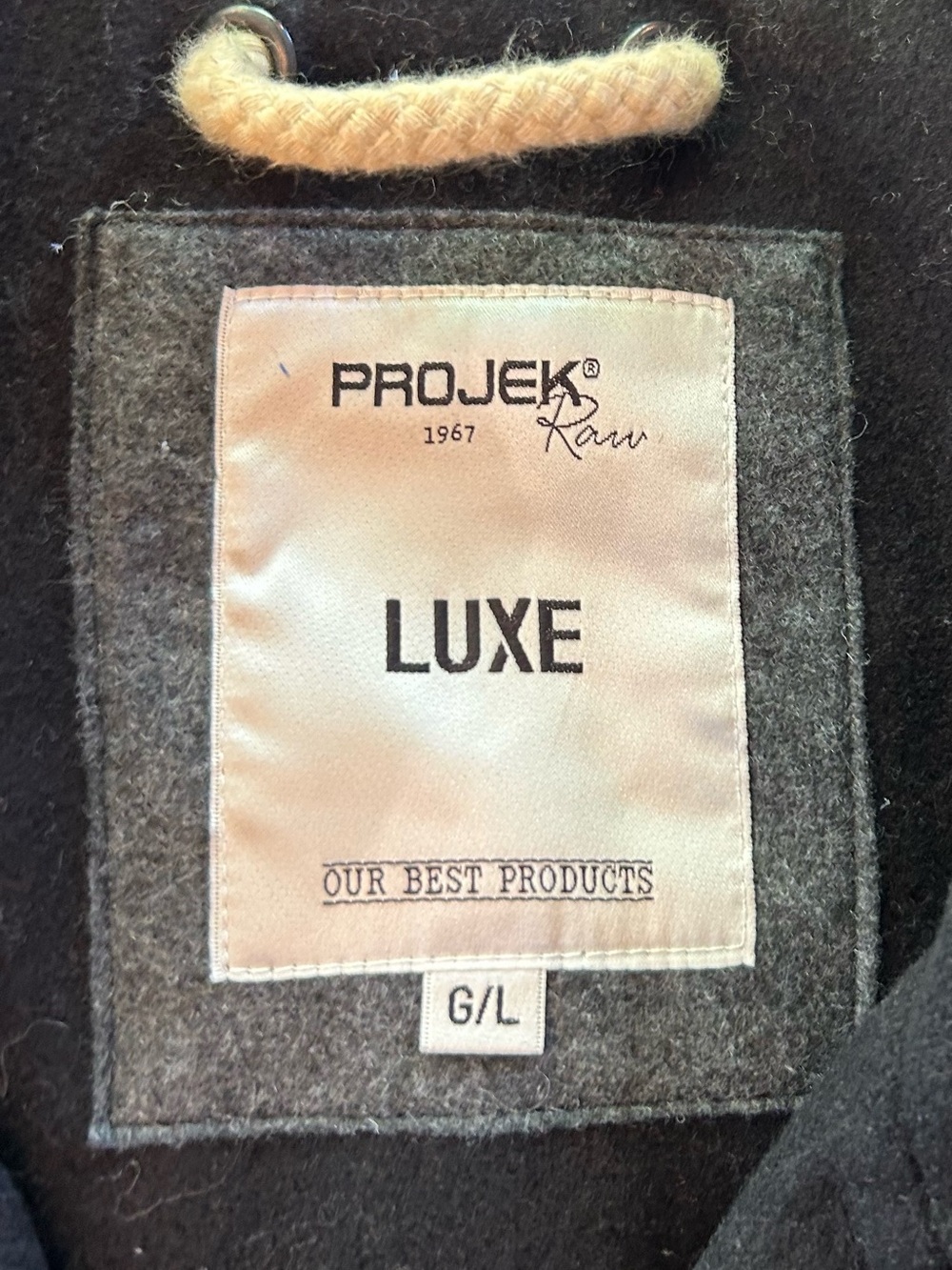 Projek Raw Luxe Men's Black Wool Blend Double Breasted Pea Coat L - Picture 4 of 10